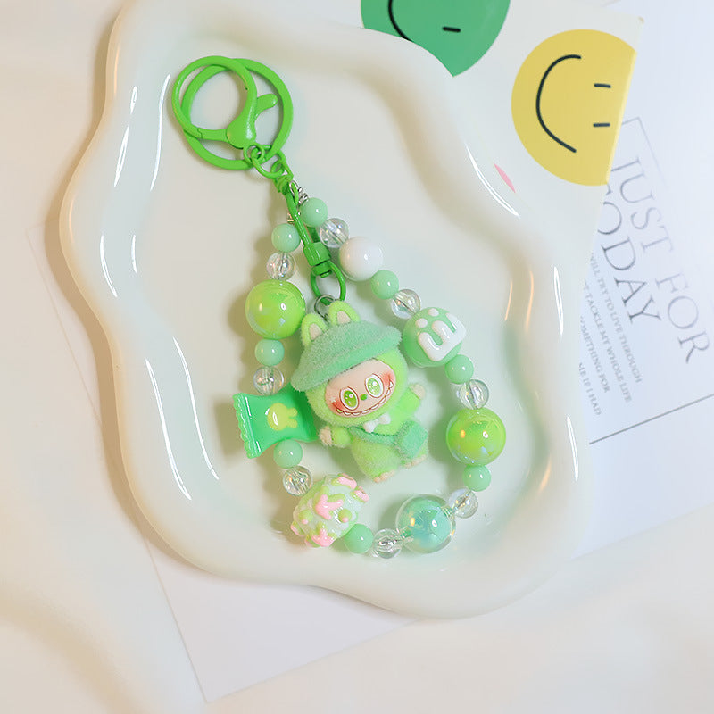 Flocking magic witches labubu Beaded keychain bag pendant gift