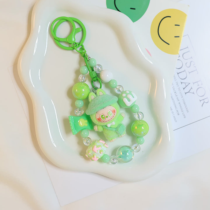 Flocking magic witches labubu Beaded keychain bag pendant gift