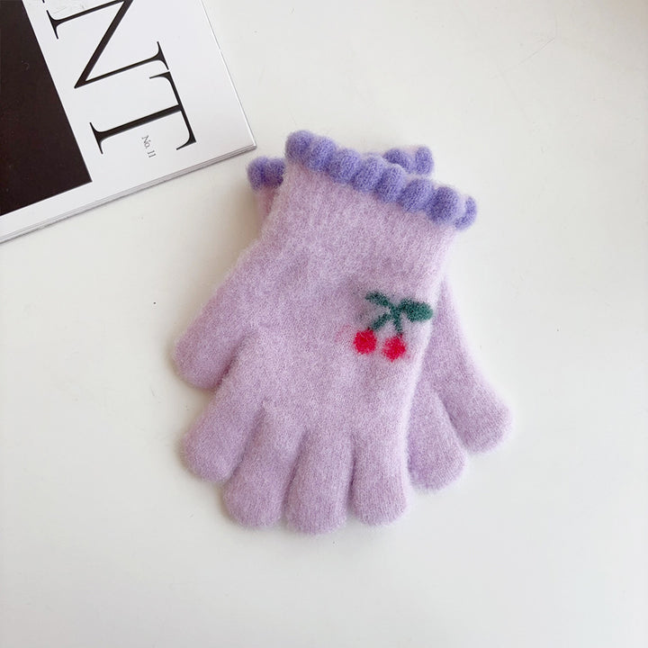 Sweet Cherry Warm Gloves Five-Finger Gloves