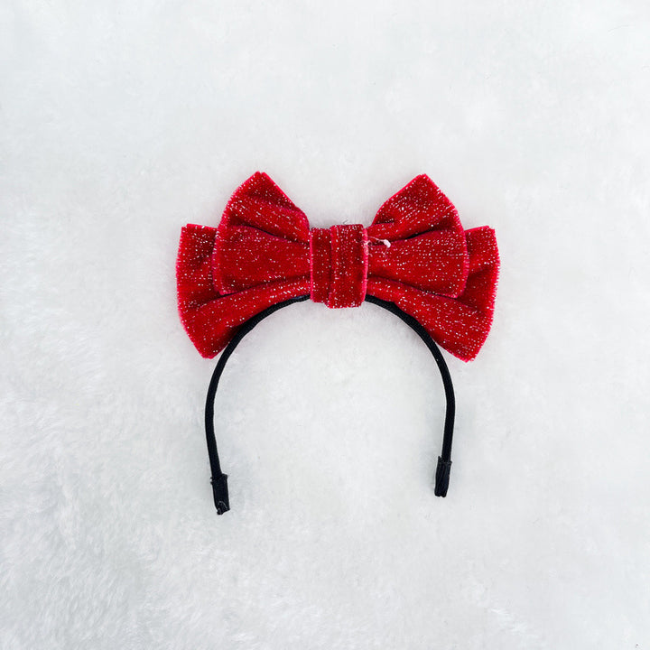 Mini Velvet glitter bow headband for labubu dolls