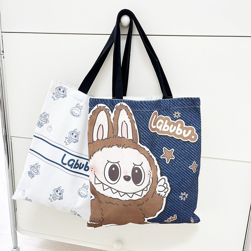 Labubu canvas shoulder bag large capacity tote bag