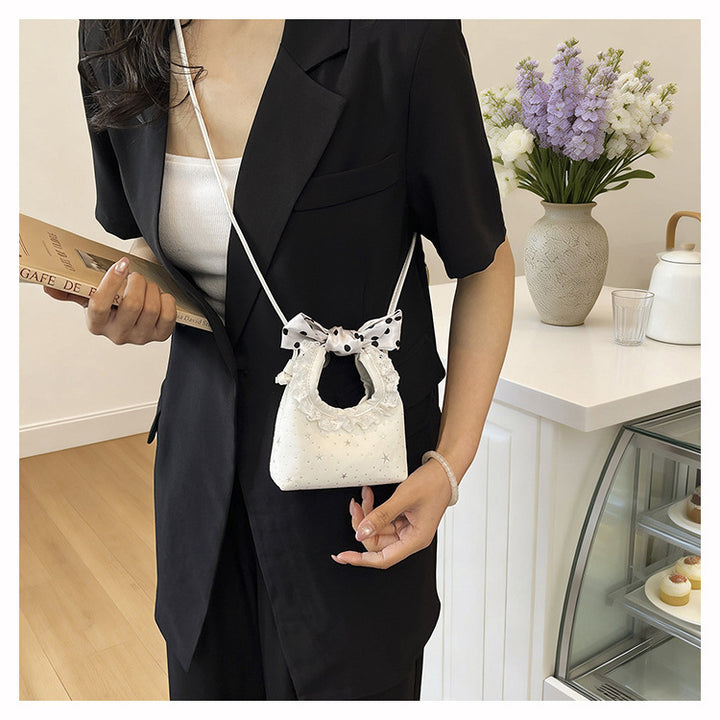 Sparkling Star Polka-Dot Handbag with Cute Lace-Trim