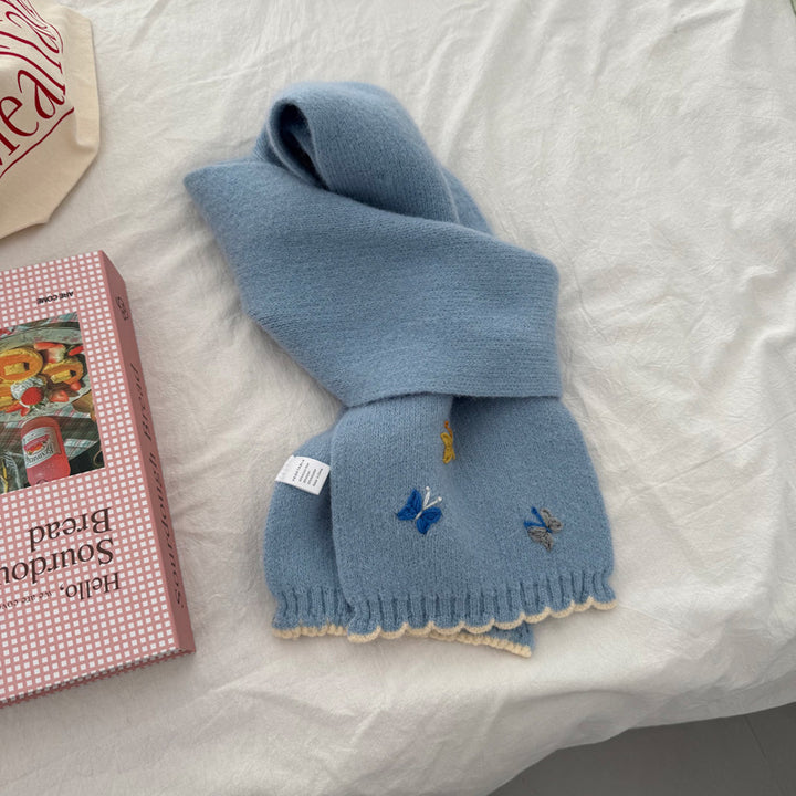 Embroidered Butterfly Warm Scarf