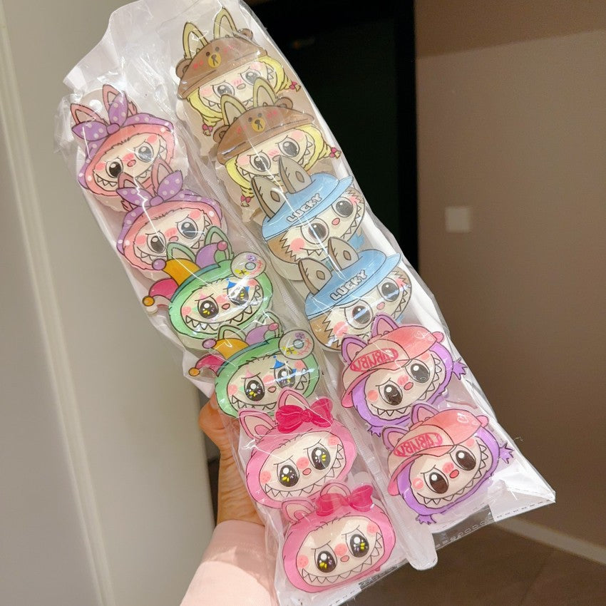 Labubu cartoon cute hair claw clips-12pcs set