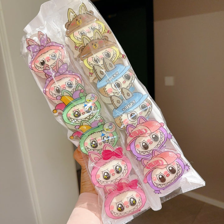 Labubu cartoon cute hair claw clips-12pcs set