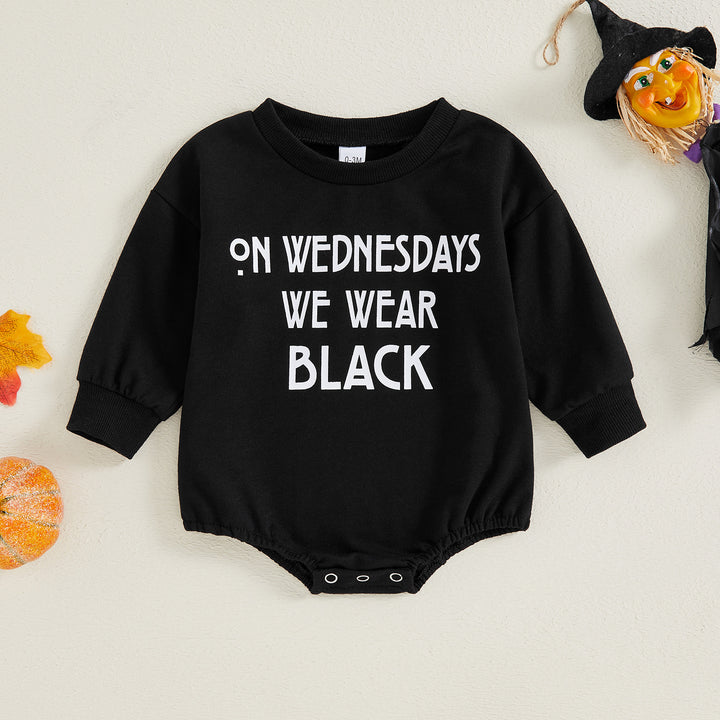 Halloween Wednesday Printed Long Sleeve Bodysuit for sibling