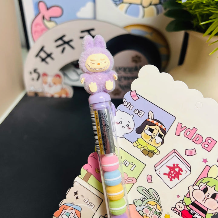 Labubu flocking deco gel pen cute student creative labubu pen