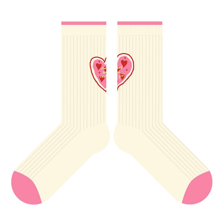 Sweet heart pattern mid-calf socks Valentine's socks