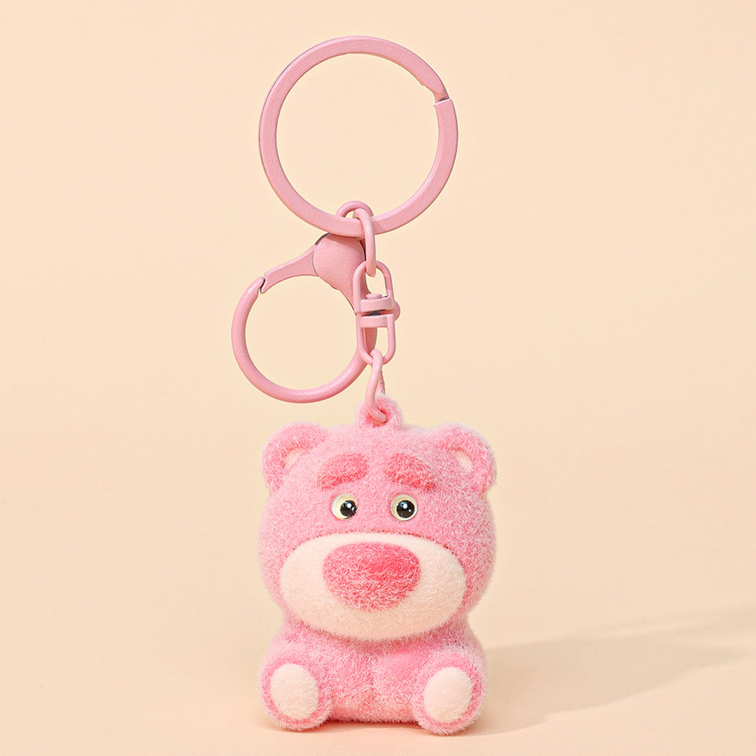 Labubu flocking keychain labubu pendant school gift