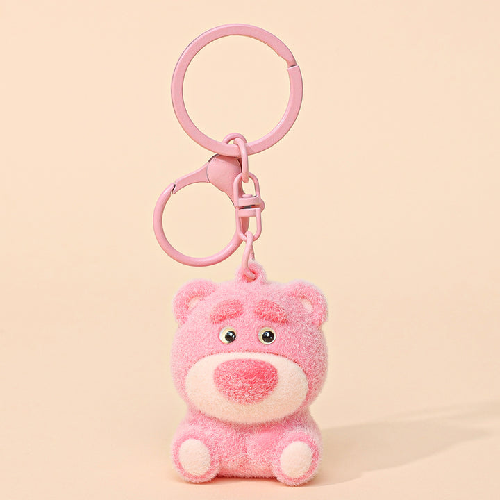 Labubu flocking keychain labubu pendant school gift
