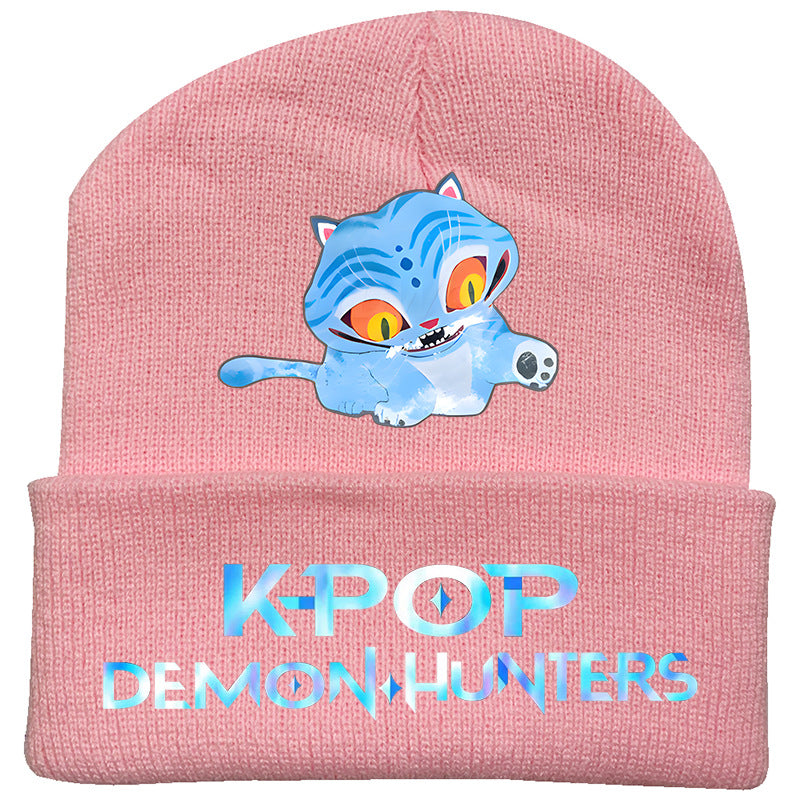 Kpop Demon Hunters knitted beanie hat-pink