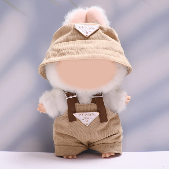 Labubu designer overalls&bucket hat set dolls clothe