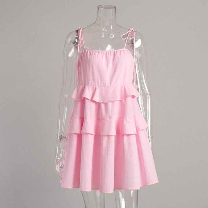Summer layered backless cake skirt mini slip dress