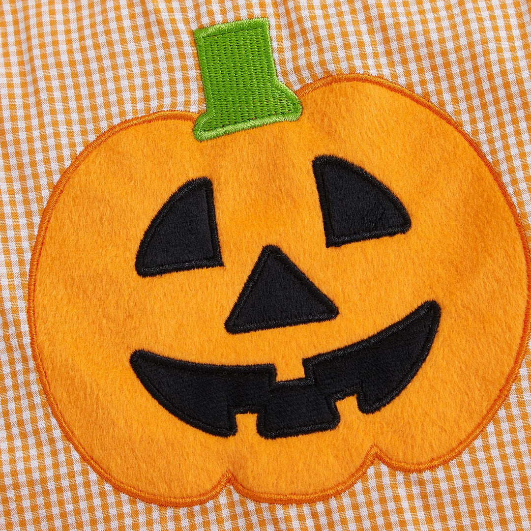 Cute pumpkin embroidered plaid jumpsuit for Halloween