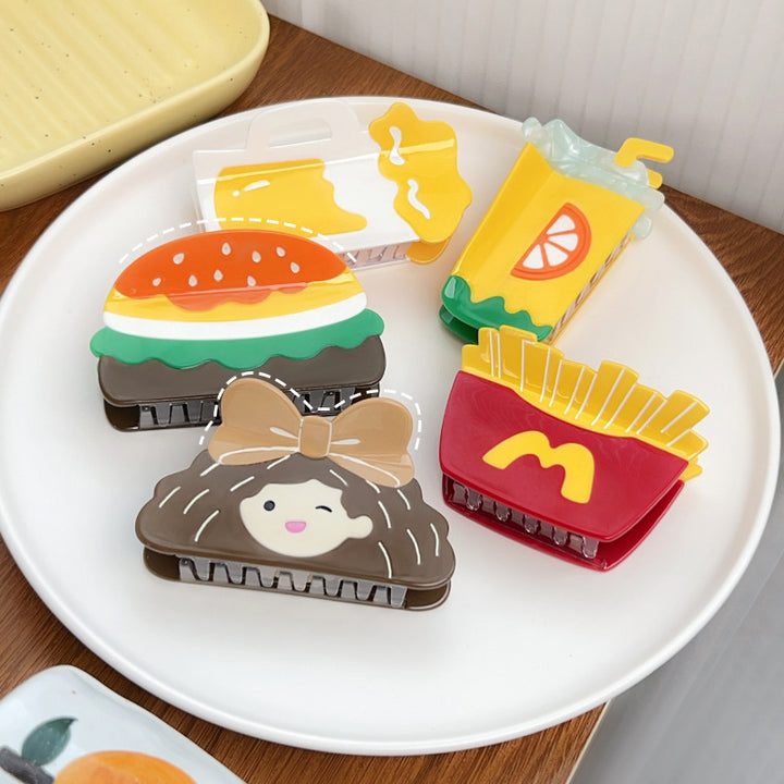 Cute hamburger hair claw clip fast food theme Childish hair clip