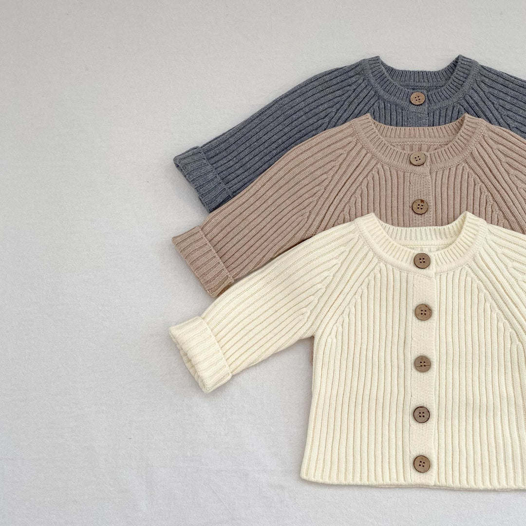 Baby solid color knitted thickened cardigan