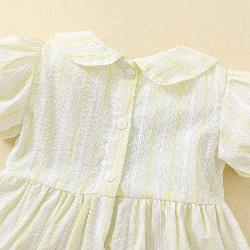 Cute embroidered cherry princess smocked dress