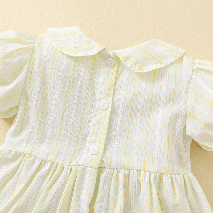 Cute embroidered cherry princess smocked dress