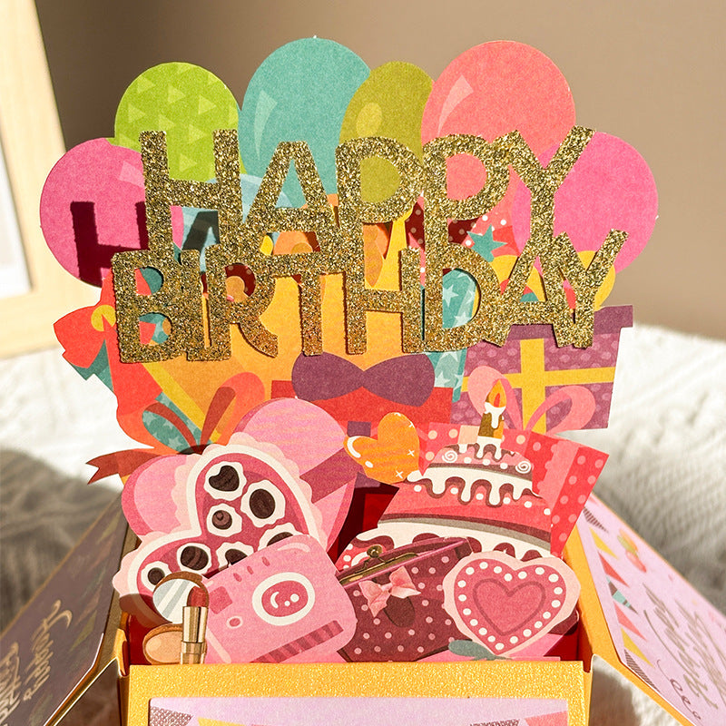 3D birthday box greeting card happy birthday card