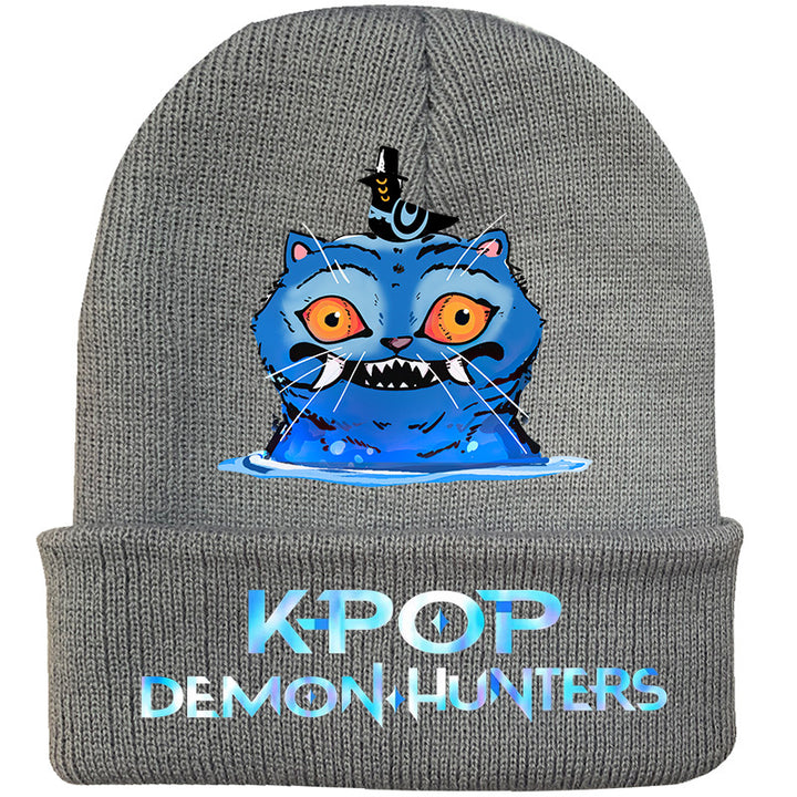 Kpop Demon Hunters knitted beanie hat-gray