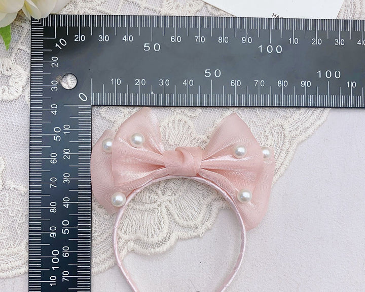 Pearl mesh Bow Headband for labubu