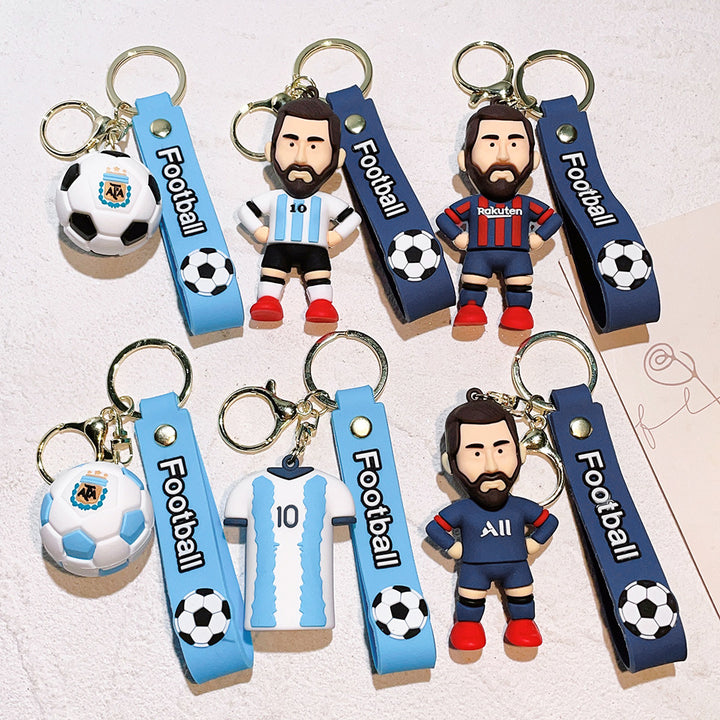 Football star character keychain Messi Ronaldo fan gift