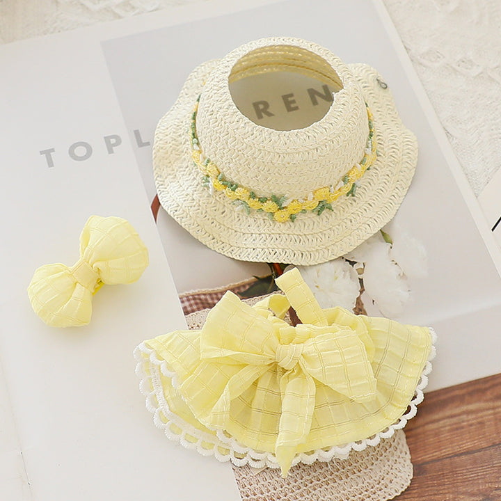 Labubu princess dress with straw hat doll clothes