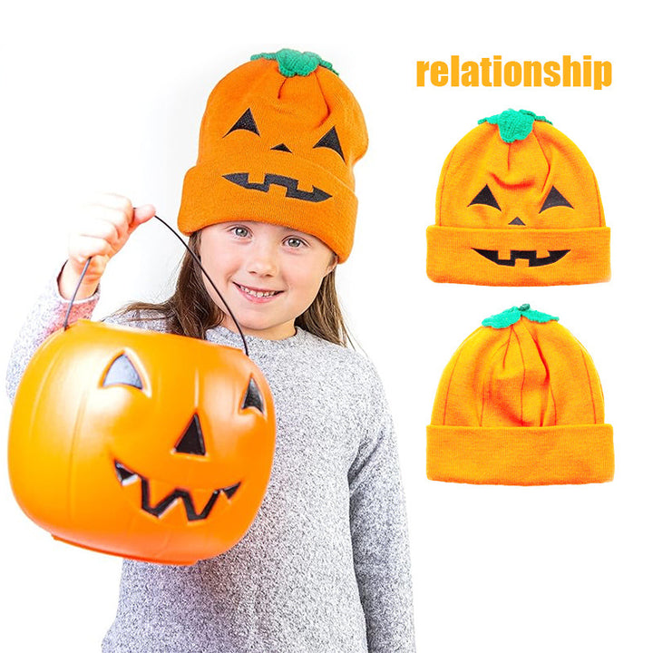 Halloween pumpkin knitted hat for Parent-child