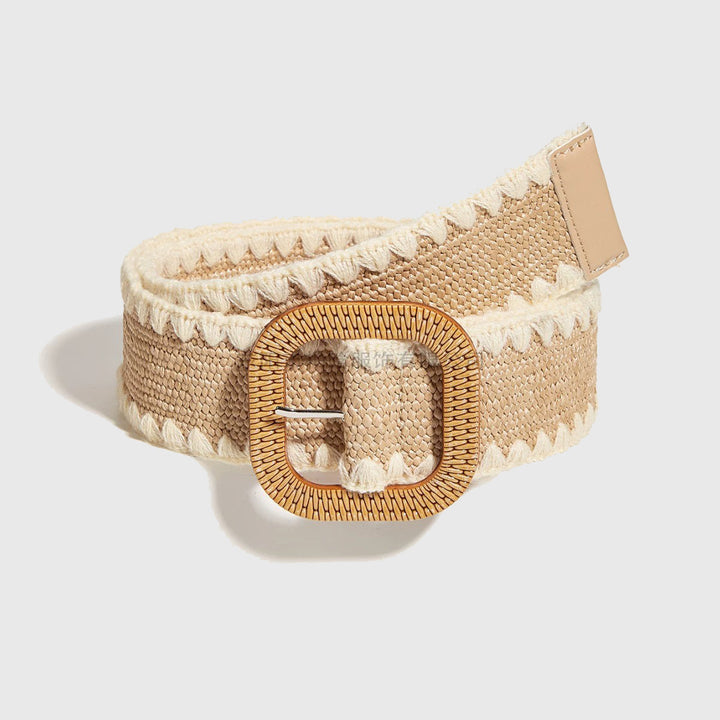 Boho hollow woven straw belt for women