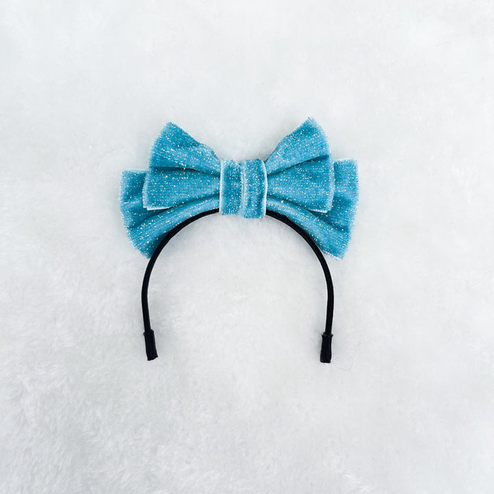 Mini Velvet glitter bow headband for labubu dolls