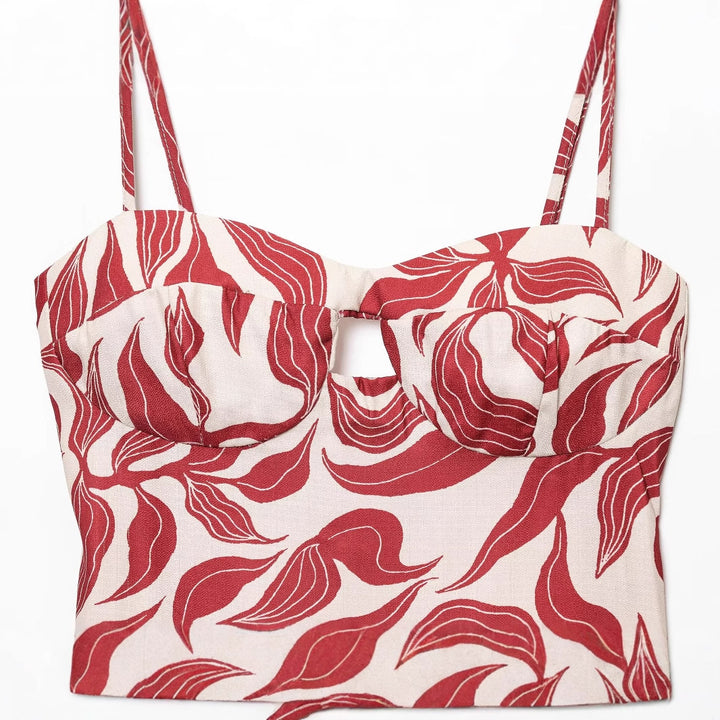 Printed rustic midi dress for summer vacation