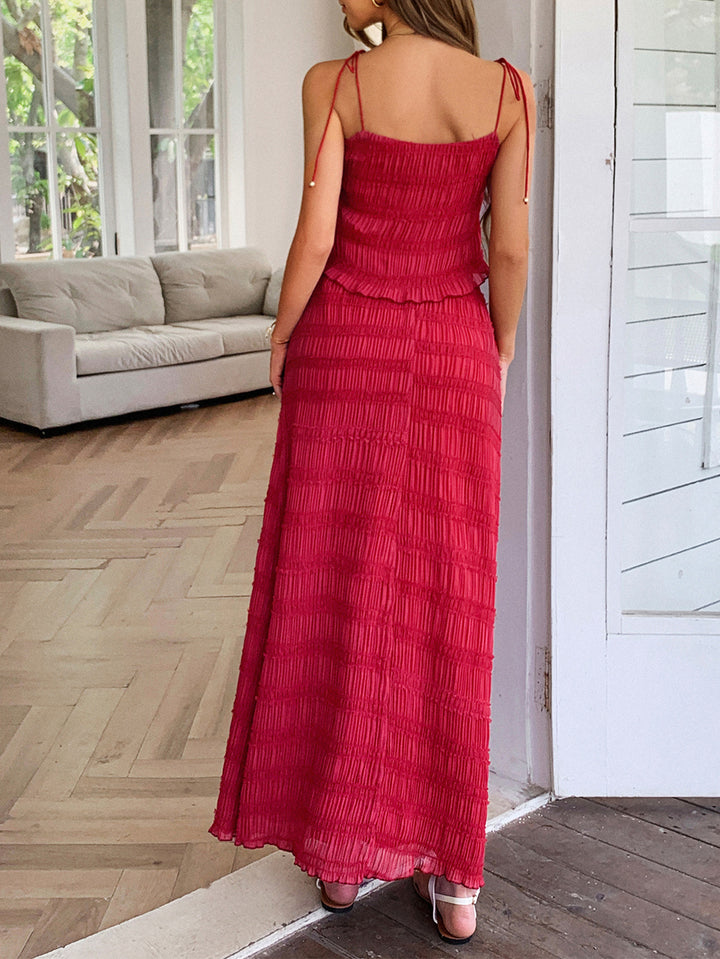 Seaside Strappy Crop Top&Maxi Skirt 2pcs set