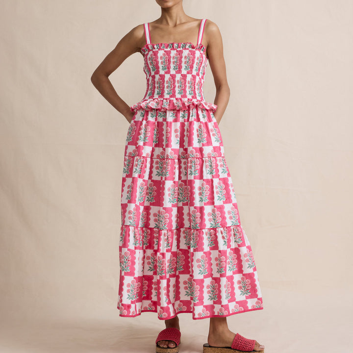 Boho Floral Ruffled Spaghetti Strap Swing dress