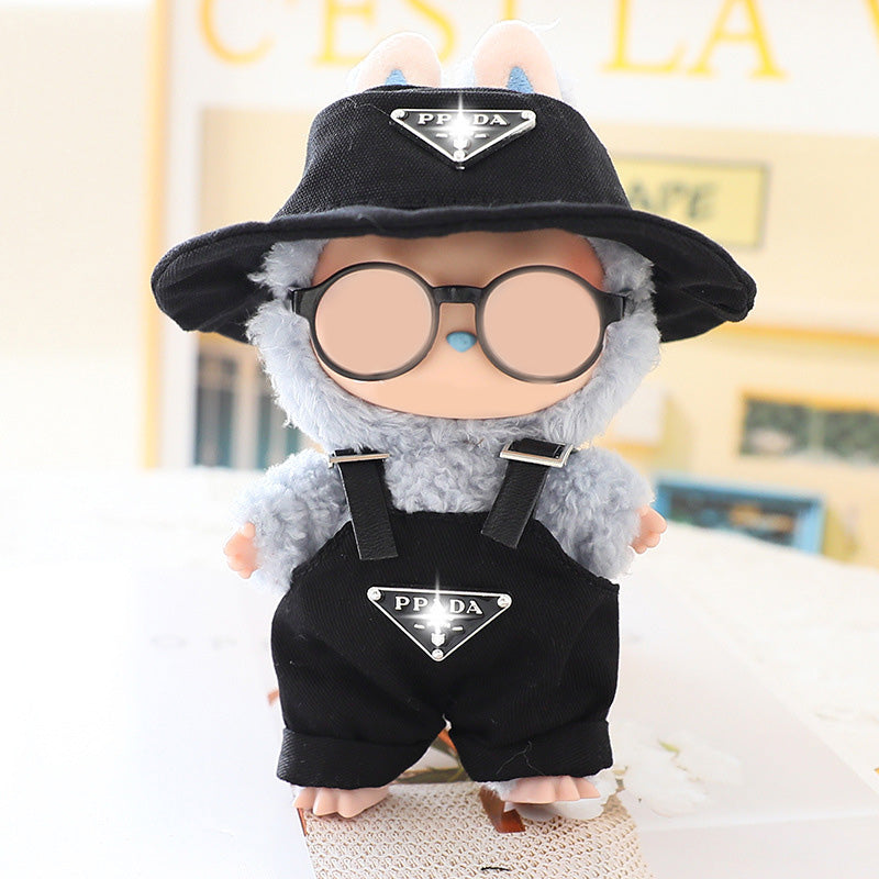 Cool Leather jacket suit for labubu dolls clothes