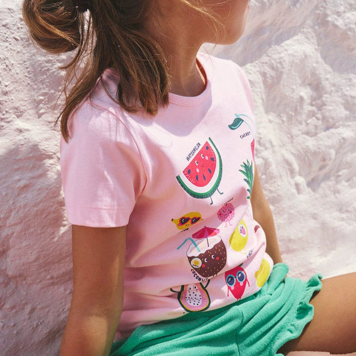 Summer Fruit Party Print Pink Top for girls
