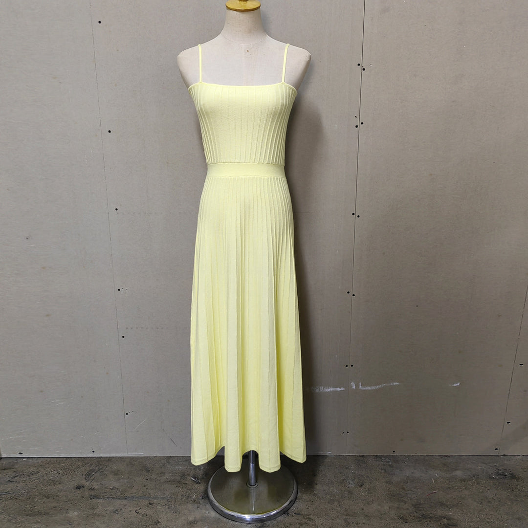 Knitted Slim Suspender Dress Seaside Pleated dress