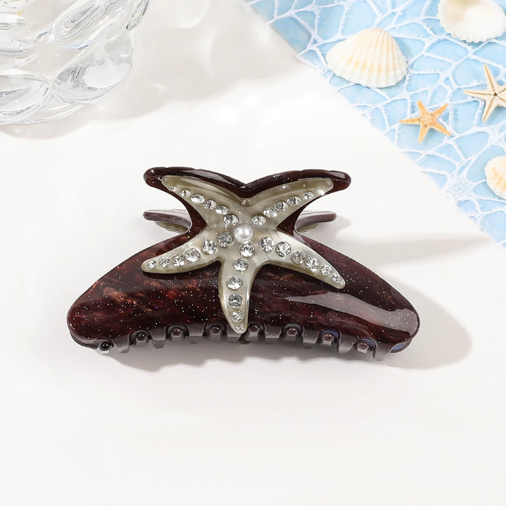 Rhinestone starfish acrylic hair shark clip