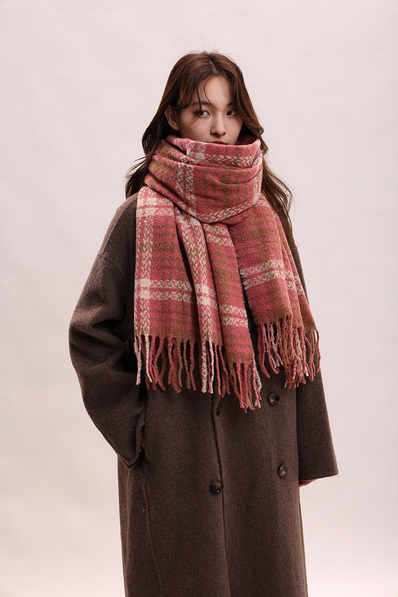 Solid color large warm scarf  windproof velvet shawl scarf