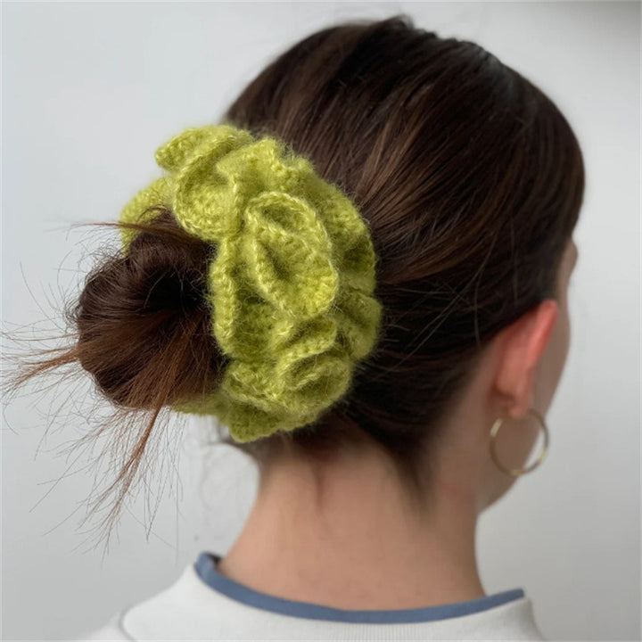 Handmade knitted intestine ruffle Lace Hair Ties For Girls