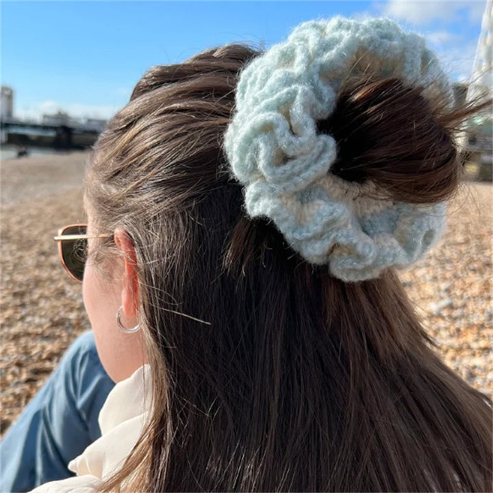 Handmade knitted intestine ruffle Lace Hair Ties For Girls