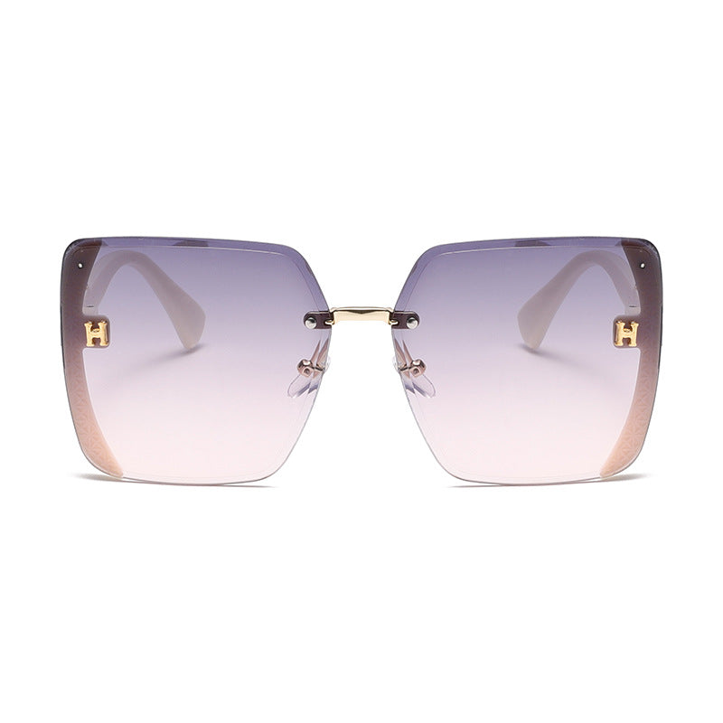 Glitter star frameless square sunglasses for women