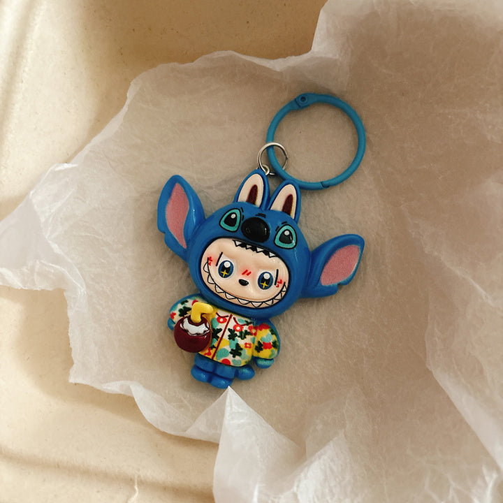 Cross-dressing Labub keychain pendant