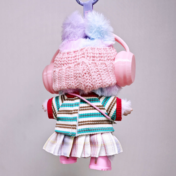 Labubu doll clothes cute pink skirt striped T-shirt 7PCS set