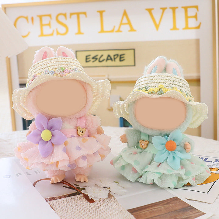 Labubu princess dress with straw hat doll clothes