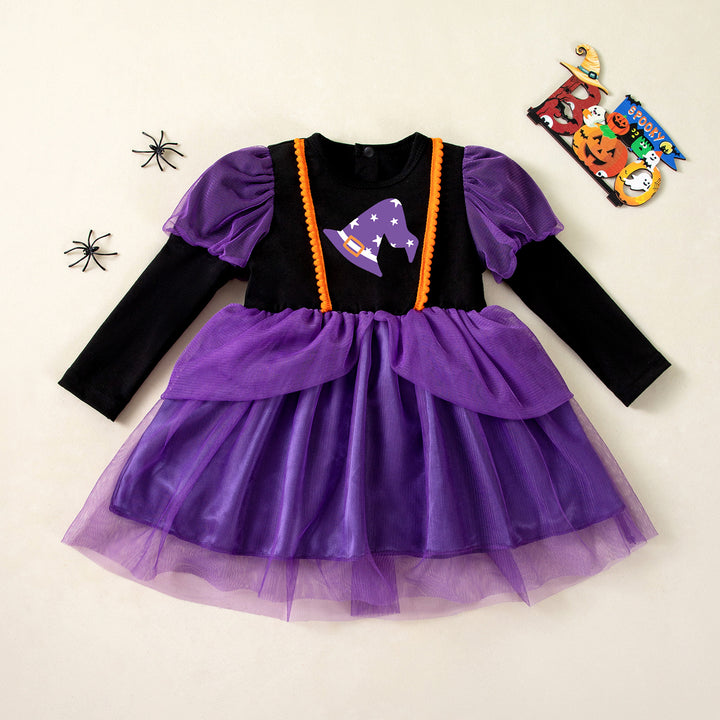 Halloween Baby Purple Witch Tulle Dress