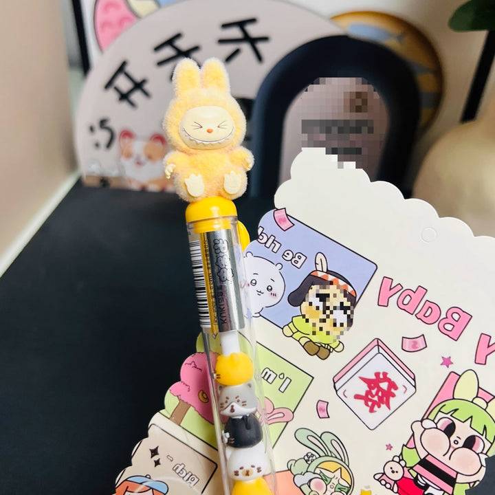 Labubu flocking deco gel pen cute student creative labubu pen