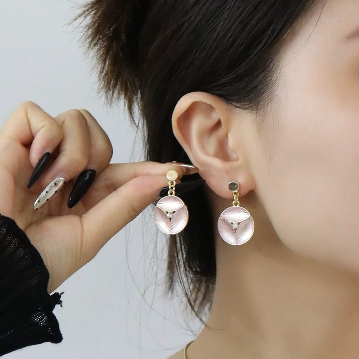 Irregular alloy petal shape colorful Oil drip painted necklace&earring set