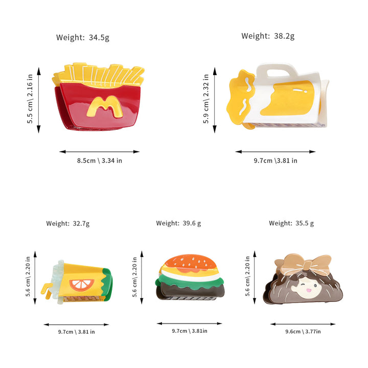 Cute hamburger hair claw clip fast food theme Childish hair clip