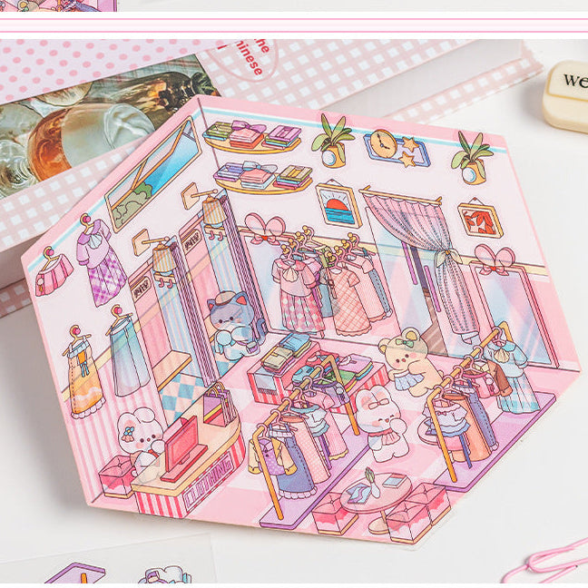 Landscaping Stickers Cartoon House Scene Landscaping Stickers