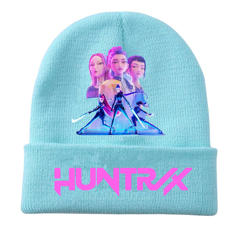 Kpop Demon Hunters knitted beanie hat-blue
